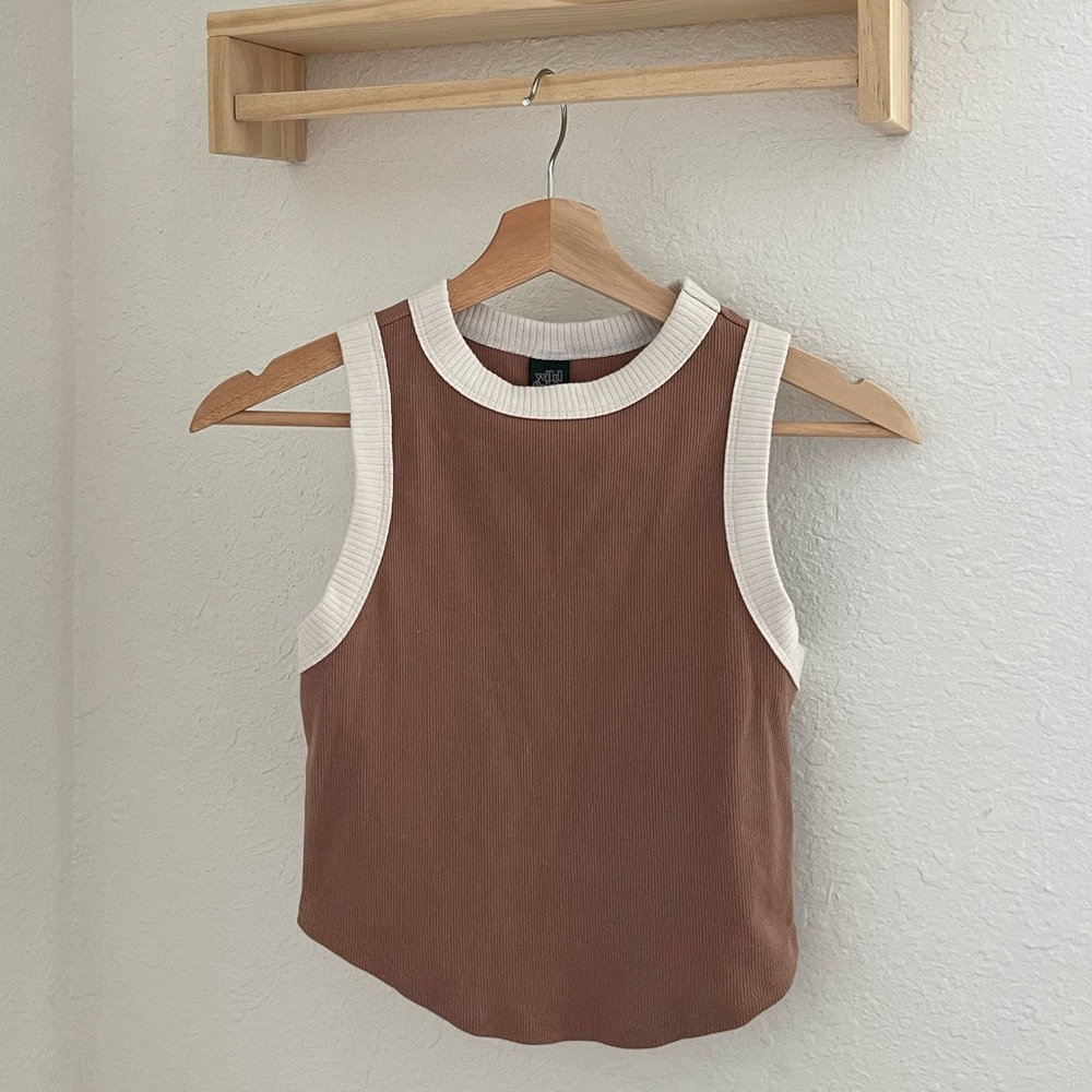high neck two toned tank